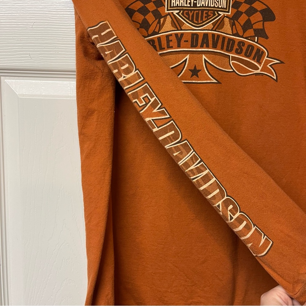 Harley Davidson Long sleeve shirt Orange Gettysburg Pa battlefield - Picture 5 of 7